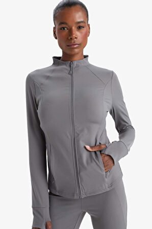 DeFactoFit Slim Fit Dar Kesim Dik Yaka Hırka