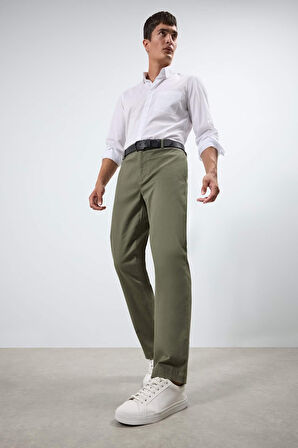 Regular Fit Düz Paça Chino Kanvas Pantolon