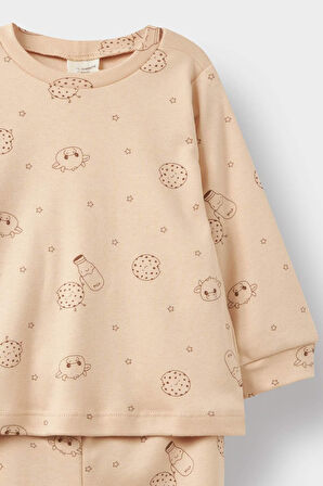 Erkek Bebek Pijama Takımı Desenli Penye Uzun Kollu Üst Uzun Alt