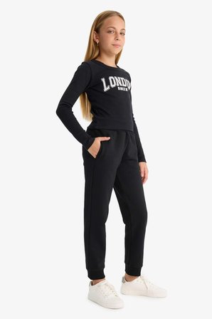 DeFacto Standart Fit Basic Düz Beli Lastikli Okul Jogger Eşofman Altı Kız Çocuk Y1226A625AUBK81