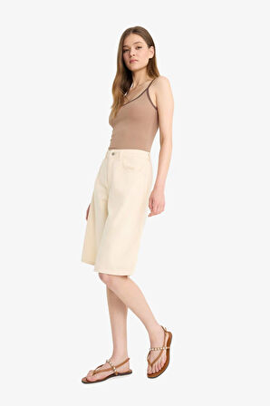 DeFacto Coool Normal Bel Kısa Paça Gabardin Bermuda Şort F3133AX25HSER105