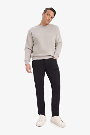 Relax Fit Bisiklet Yaka Kalın İçi Yumuşak Tüylü Basic Düz Sweatshirt