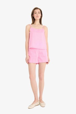 Afra x DeFacto Regular Fit Kare Yaka Çizgili Modal Askılı Bluz	 F0397AX25SPPN227