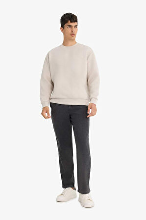 Wide Leg Beli Bağcıklı Lastikli Geniş Paça Jean Kar Yıkamalı Pantolon