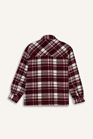 Erkek Çocuk Oversize Geniş Kalıp Polo Yaka Flanel Uzun Kollu Gömlek
