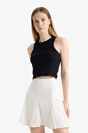 Coool A Kesim Normal Bel Penye Astar Krep Mini Etek