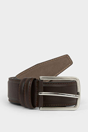 Erkek Dikdörtgen Toka Suni Deri Klasik Kemer