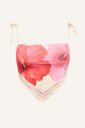 Regular Fıt Desenli Askılı Sarı Bikini Üstü