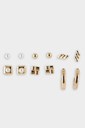 Kadın 7'li Gold Küpe