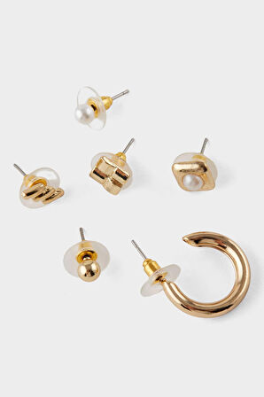 Kadın 7'li Gold Küpe