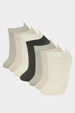 Kadın Rahat Lastikli 7'li Pamuklu Patik Çorap