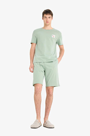 Pijama Takımı Baskılı Kısa Kollu Üst Şort 