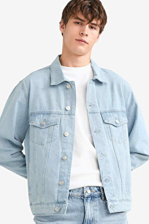 Regular Fit Düğmeli Jean Ceket