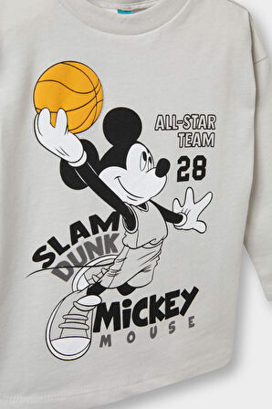 Erkek Bebek Disney Mickey & Minnie Bisiklet Yaka Uzun Kollu Tişört