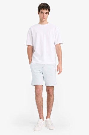Regular Fit Beli Lastikli Rahat Kalıp Jean Bermuda Şort