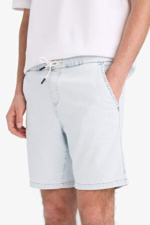Regular Fit Beli Lastikli Rahat Kalıp Jean Bermuda Şort