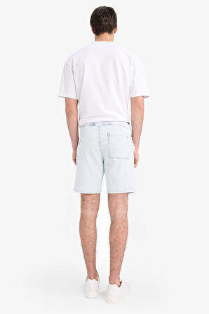 Regular Fit Beli Lastikli Rahat Kalıp Jean Bermuda Şort