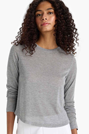 Regular Fit Bisiklet Yaka Uzun Kollu Tişört