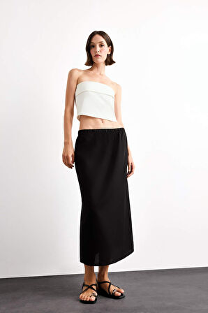 Relax Fit Beli Lastikli Dokuma Etek