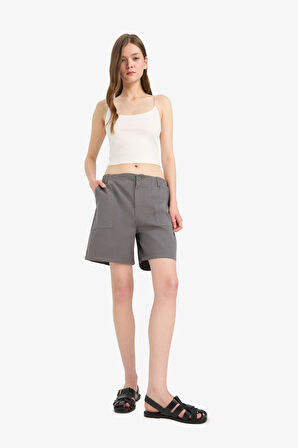 DeFacto Coool Normal Bel Kısa Paça Gabardin Bermuda Şort F3318AX25SMAR193