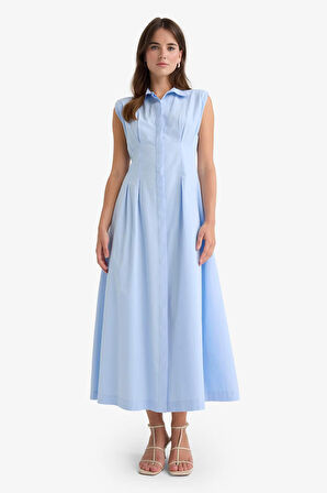 Flare Fit Poplin Kısa Kollu Elbise