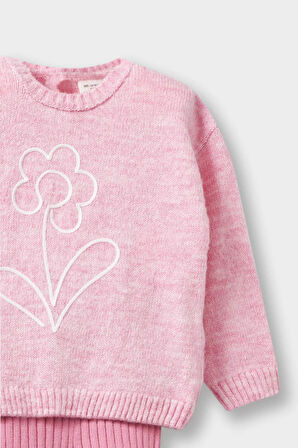 Kız Bebek 2'li Takım Çiçekli Kazak Tayt