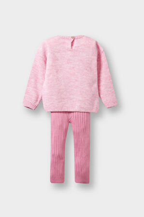 Kız Bebek 2'li Takım Çiçekli Kazak Tayt