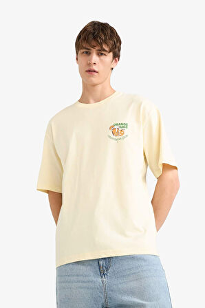 Boxy Fit Bisiklet Yaka Meyve Baskılı Kısa Kollu Tişört