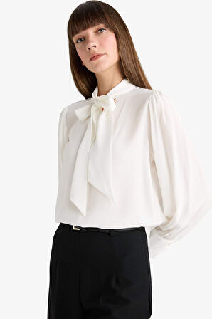 Regular Fit Fiyonk Yaka Maroken Uzun Kollu Gömlek