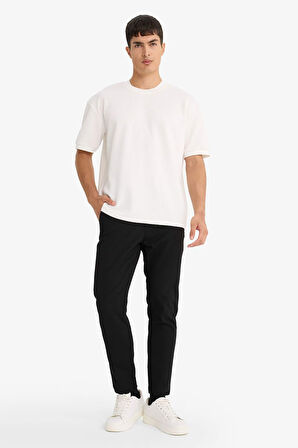 Oversize Geniş Kalıp Bisiklet Yaka Kısa Kollu Tişört