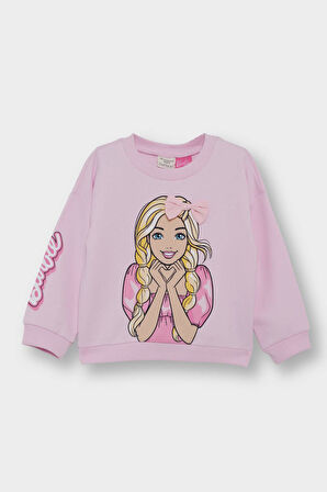 Kız Bebek Barbie Bisiklet Yaka Sweatshirt
