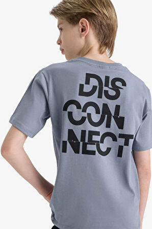 Erkek Çocuk Bisiklet Yaka Sırt Baskılı Kısa Kollu Tişört