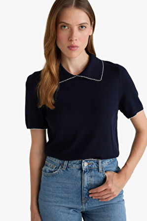 Regular Fit Polo Yaka Triko Kazak