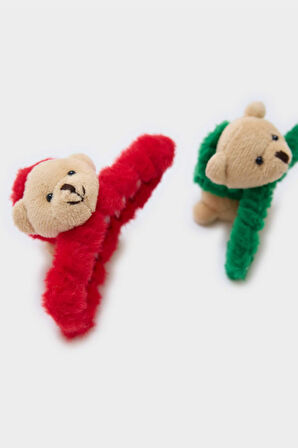 Kadın 2'li Peluş Ayıcıklı Mandal Toka