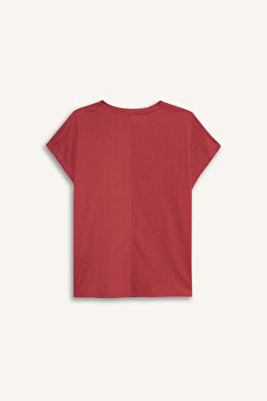 Bisiklet Yaka Bürümcük Kısa Kollu Tişört