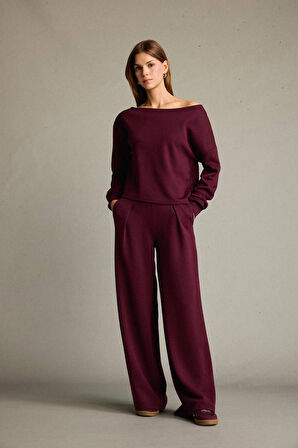 Kayık Yaka Modal Sweatshirt