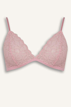 Simli Dantel Kapsız Pedsiz Balensiz Triangle Bra-Fall in Love