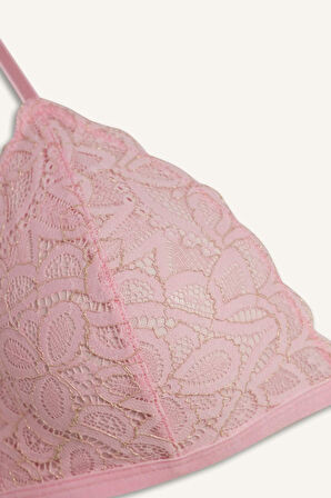 Simli Dantel Kapsız Pedsiz Balensiz Triangle Bra-Fall in Love