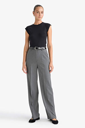 Straight Fit Yüksek Bel Düz Paça Pantolon