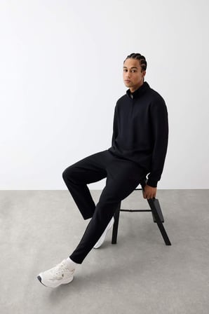 DeFacto Standart Fıt Dik Yaka Modal Sporcu Sweatshirt E9772AX25AUBK81