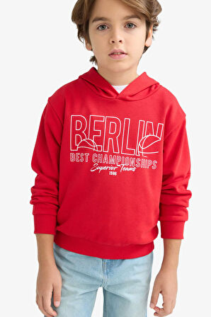 Erkek Çocuk Kapüşonlu Baskılı Sweatshirt 