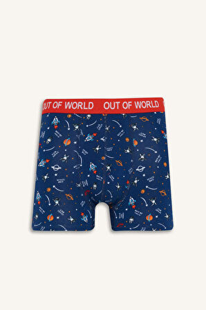 Regular Fit Uzay Baskılı 3'lü Boxer