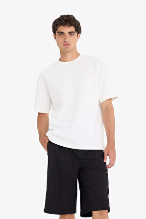 Baggy Fit Düz Paça Sweatshirt Kumaşı Şort