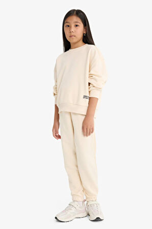 Kız Çocuk 2'li Takım Baskılı Sweatshirt Eşofman Altı