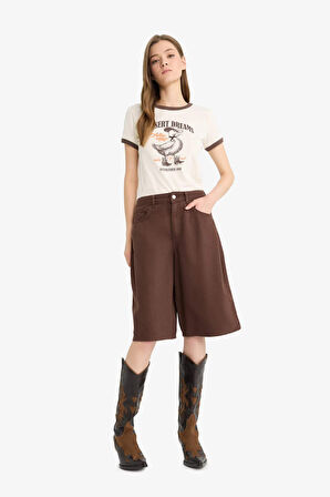 DeFacto Coool Normal Bel Kısa Paça Gabardin Bermuda Şort F3133AX25HSBN258