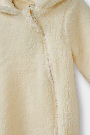 Kız Bebek Yenidoğan Kapüşonlu Fermuarlı Pelüş Tulum