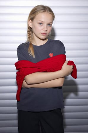 DeFacto %100 Pamuk I Love NY Oversıze Tişört Kız Çocuk G9588A826SMAR58