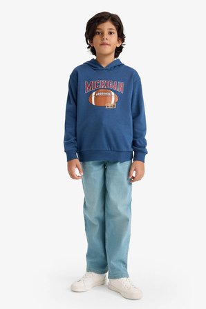 DeFacto Kapüşonlu Baskılı İçi Yumuşak Tüylü Sweatshirt Erkek Çocuk G5564A825CWIN179