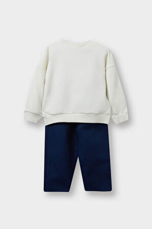 Erkek Bebek 2'li Takım Baskılı Sweatshirt Pantolon