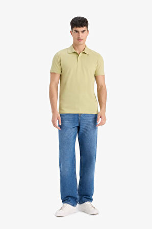 DeFacto %100 Pamuk Slim Fit Dar Kesim Kısa Kollu Pamuklu Nakışlı Pike Polo Tişört E2633AX25SMKH517